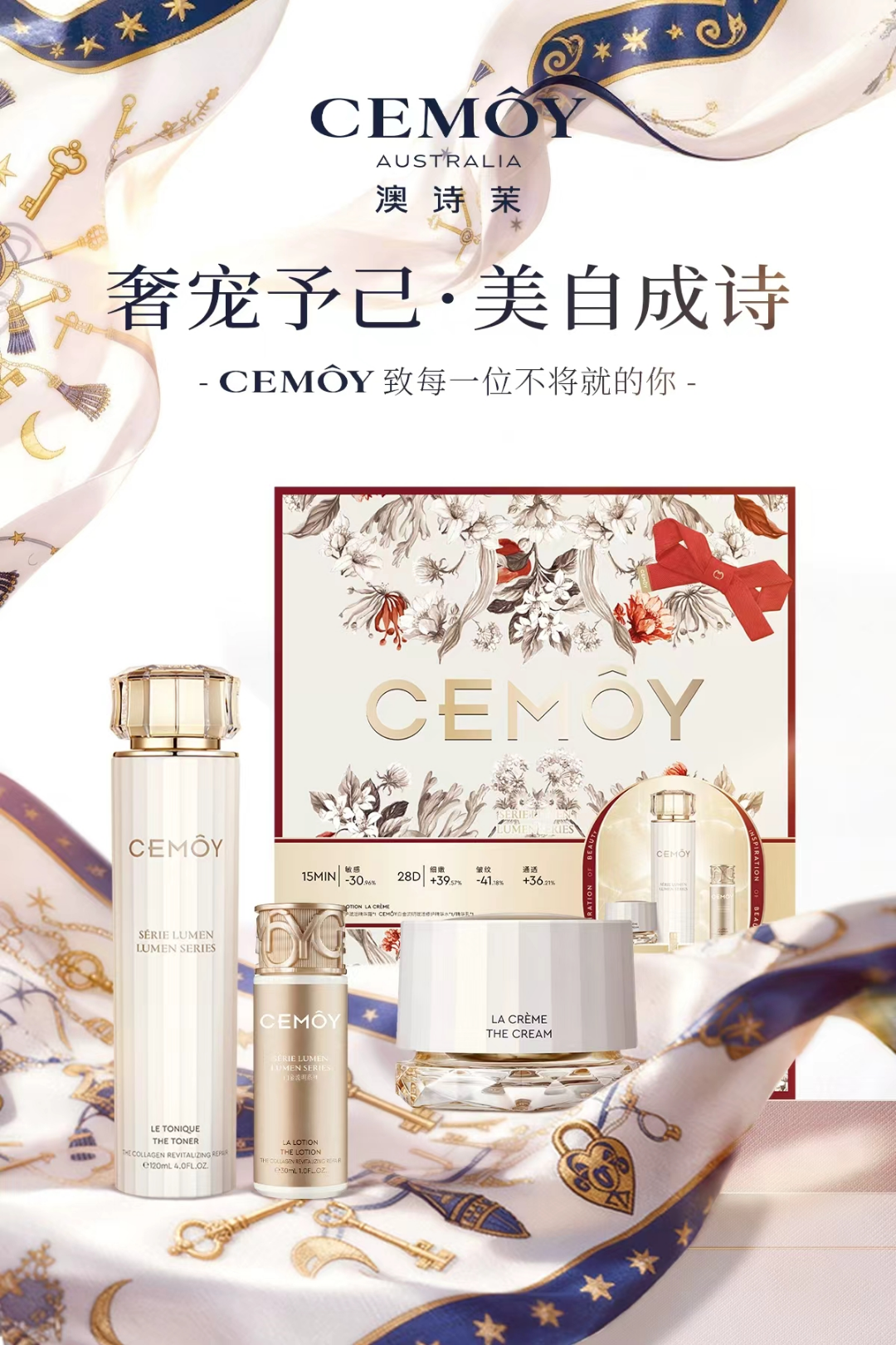 澳洲CEMOY白金流明特别套装带面霜 配帆布袋