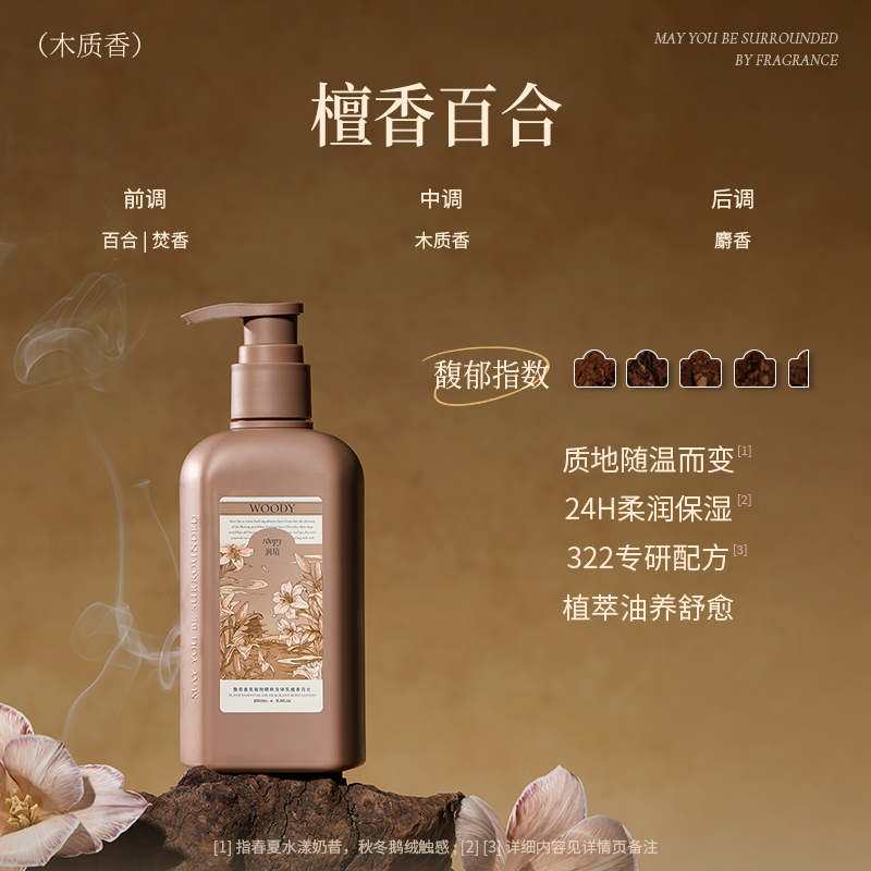 润培植物精粹身体乳第三代250ml 檀香百合