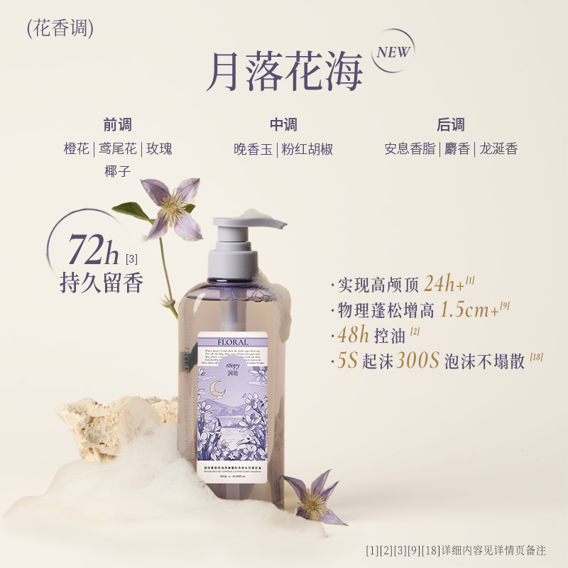 润培香氛控油净澈蓬松洗发水550g-月落花海